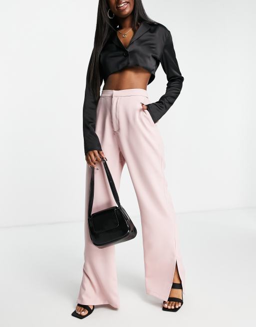 In The Style x Dani Dyer straight leg trouser with side splits co ord in dusky mauve, 4 of 4