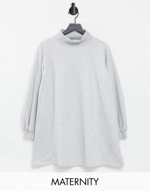 In The Style x Dani Dyer – Umstandsmode – Hochgeschlossenes Hängerkleid in Grau