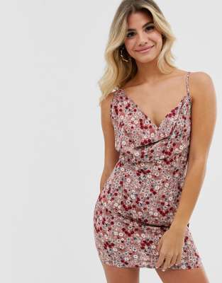 cowl neck floral dress