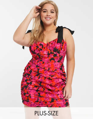 plus size ruched mini dress