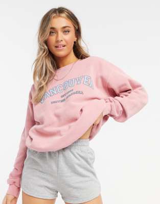 In The Style x Francesca Farago oversized slogan sweatshirt in pink