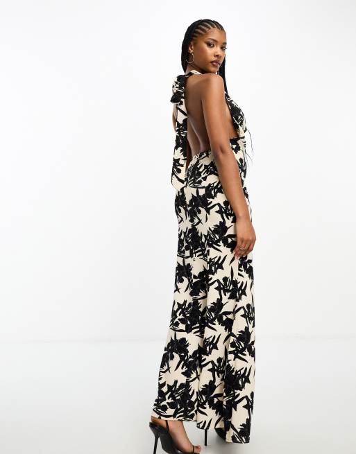 Floral fishtail maxi store dress