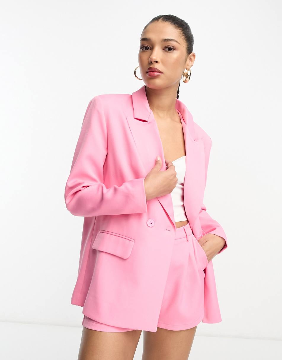 In The Style x Georgia Louise double breasted blazer co-ord in pink