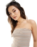 [In The Style] In The Style x Hannah Brown knitted bandeau top in brown 18 BROWN