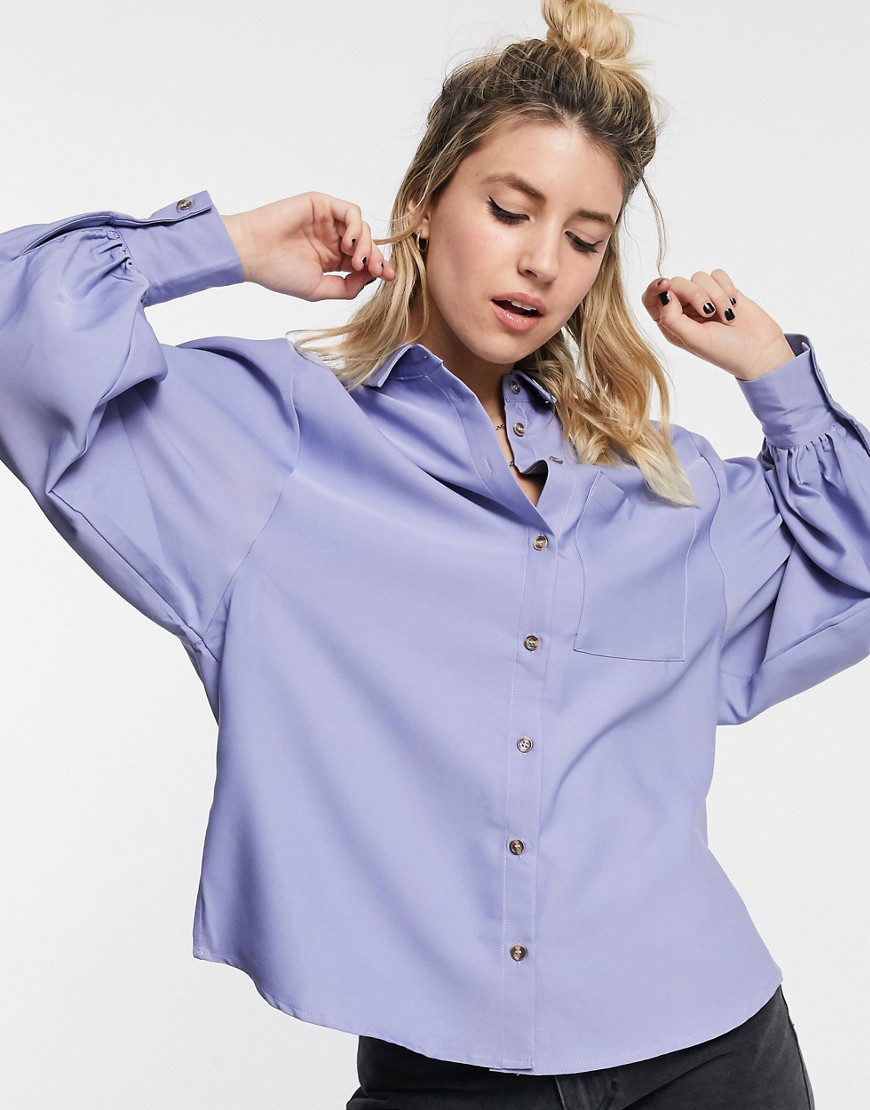 In The Style x Jac Jossa balloon sleeve shirt in blue