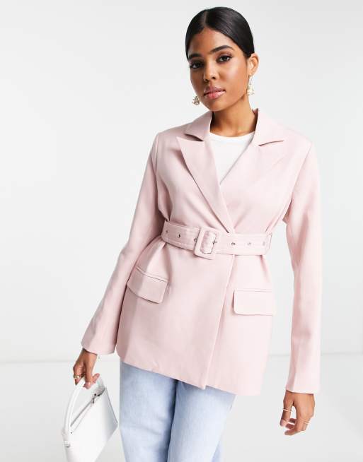 In The Style x Jac Jossa blazer with belt detail co-ord in pink