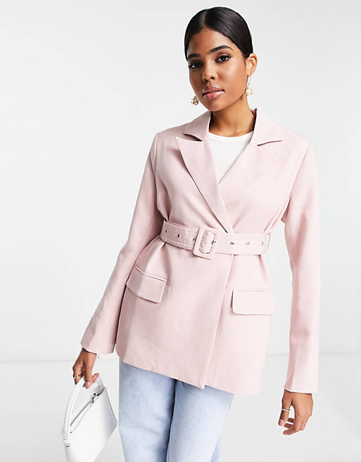 In The Style x Jac Jossa blazer with belt detail in pink (part of a set ...