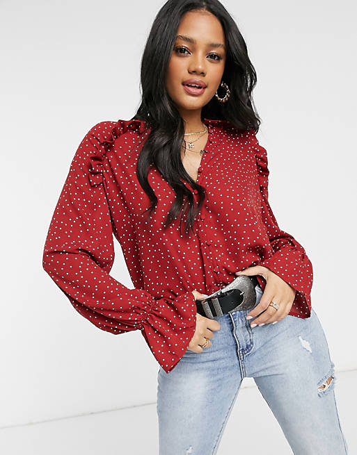  In The Style x Jac Jossa blouse with balloon sleeve in spot print 