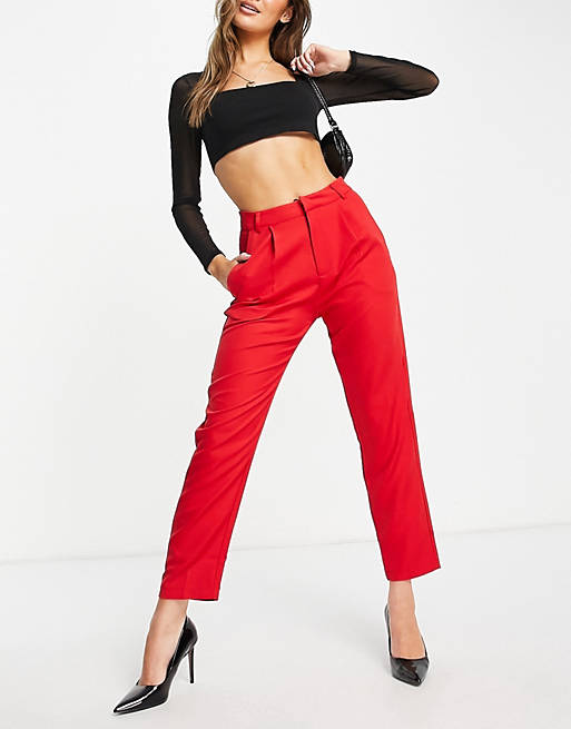 In The Style x Jac Jossa – Czerwone spodnie z prostymi nogawkami – część zestawu