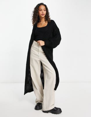 In The Style In The Style x Jac Jossa exclusive knitted maxi cable knit chunky cardi in black
