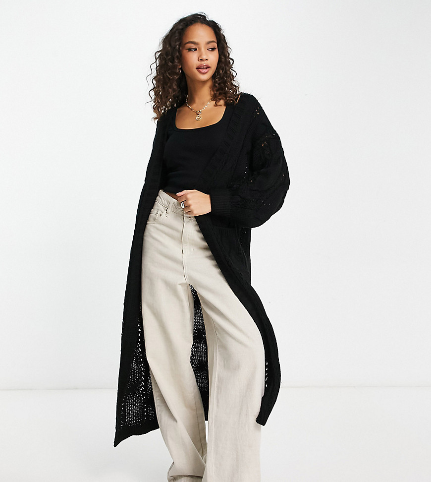 In The Style x Jac Jossa exclusive knitted maxi cable knit chunky cardi in black