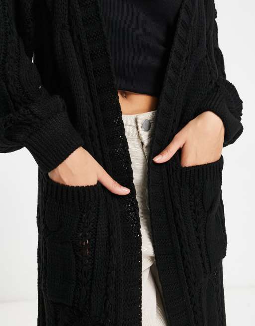 Long black shop chunky knit cardigan