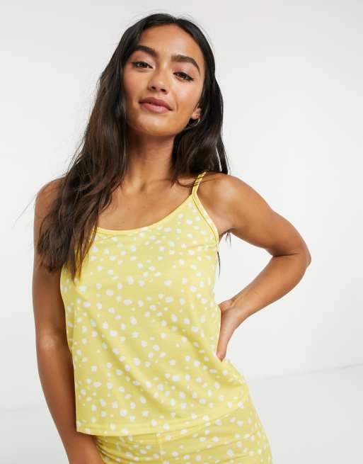 In The Style x Jac Jossa – Gul prickig pyjamas med linne och byxor, 3 av 4