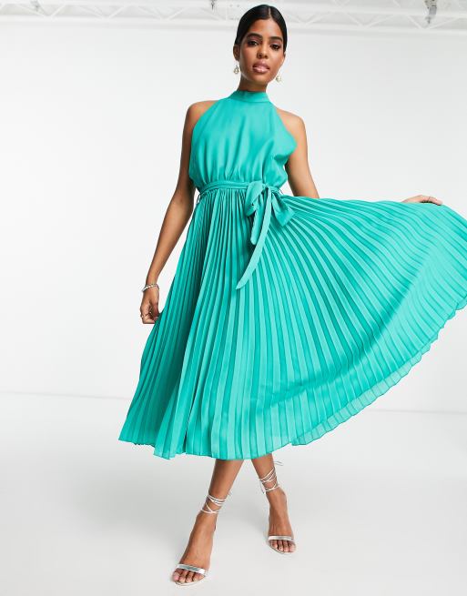 Warehouse green 2024 pleated dress