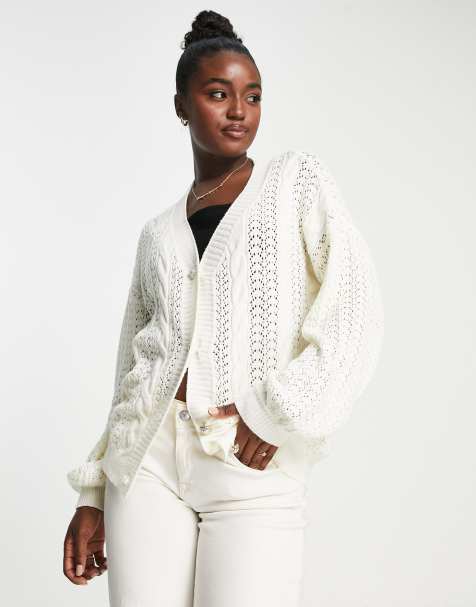 In The Style Plus exclusive knitted cable knit cardigan in oatmeal