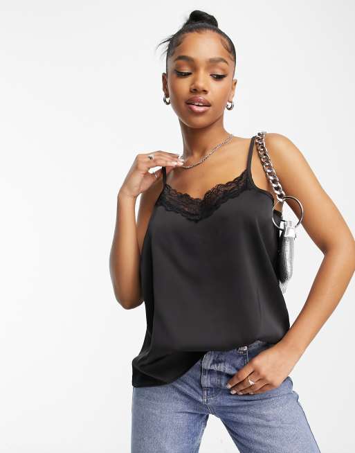 In The Style x Jac Jossa lace trim cami in black