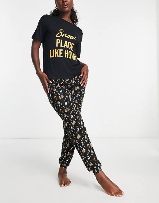 In The Style x Jac Jossa motif pyjama set in black multi