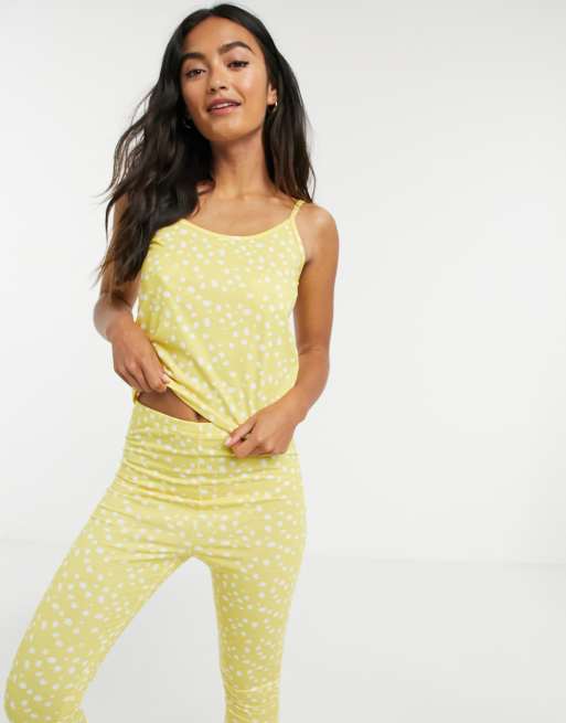 In The Style - x Jac Jossa - Nachtkledingset - Cami en broek met vlekken- en stippenprint in geel en andere kleuren