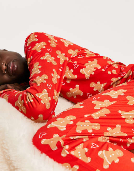 In The Style x Jac Jossa nightwear top & pants set in red gingerbread print, 2 of 4