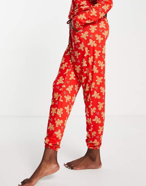 In The Style x Jac Jossa nightwear top & pants set in red gingerbread print, 3 of 4