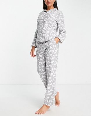 In The Style x Jac Jossa nightwear top & trouser set in grey polar bear print