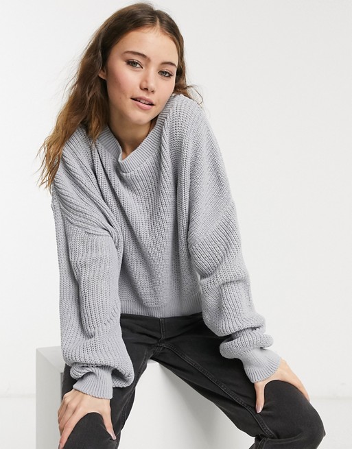 In The Style x Jac Jossa off shoulder jumper in grey