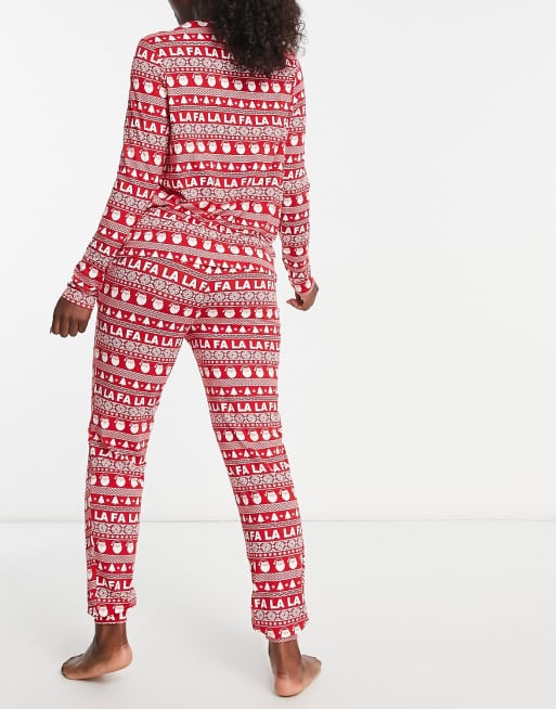 In The Style x Jac Jossa pyjama set in red fair isle print