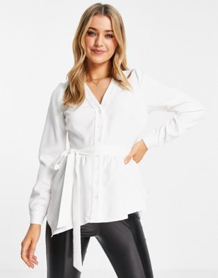 In The Style X Jac Jossa shirt with tie detail in white