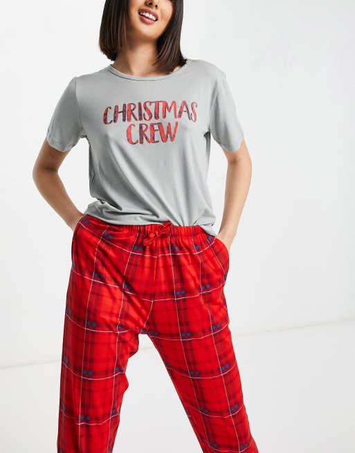 In The Style x Jac Jossa sleepwear top bottom set in red tartan print