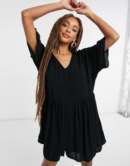 In The Style x Jac Jossa – Trapez-Minikleid mit V-Ausschnitt in Schwarz