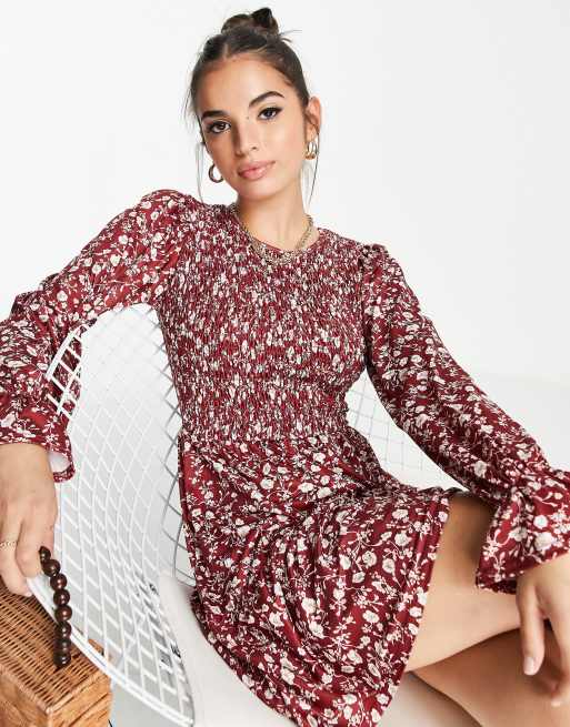 In The Style x Jac Jossa - Vestito corto a maniche lunghe con orlo con volant a fiori