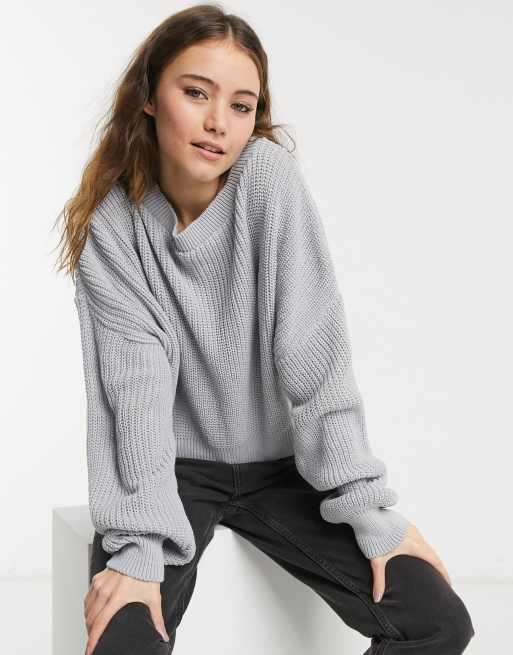 In The Style x Jack Jossa – Schulterfreier Pullover in Grau