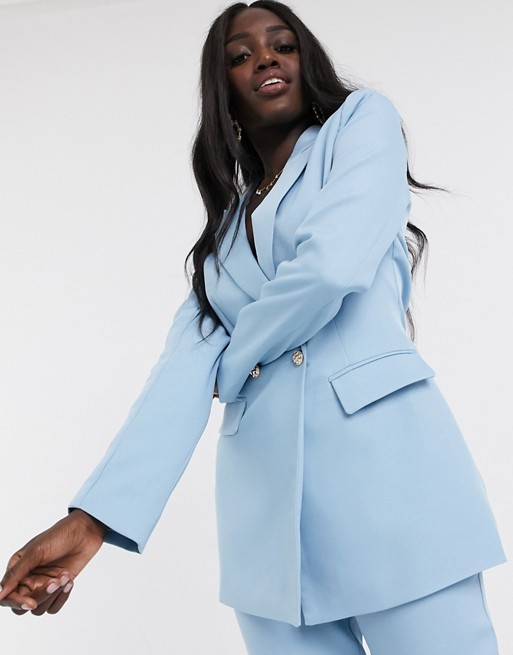 In The Style x Laura Jade tailored double breast blazer co ord in blue