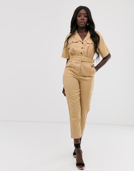 Tan utility jumpsuit on sale