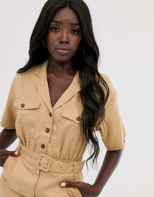 Tan store utility jumpsuit