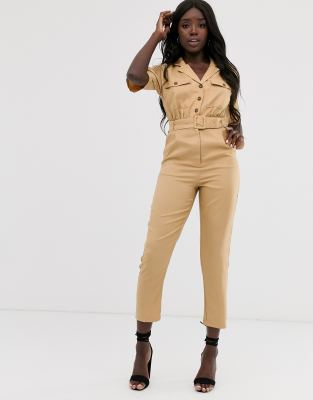 tan utility jumpsuit