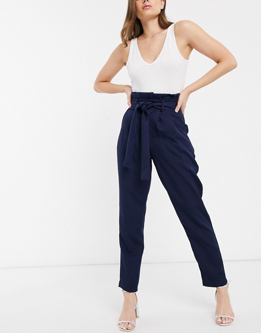 In The Style x Laura Jade woven trouser in navy
