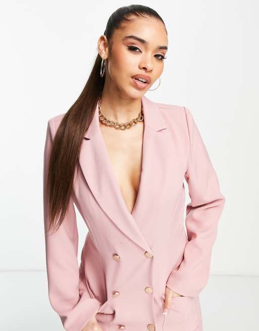 Pink double best sale breasted blazer dress