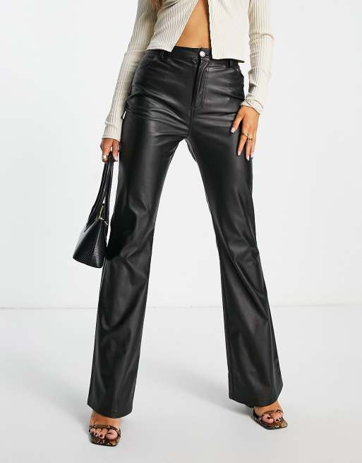 In The Style x Liberty leather look flare pants in black | ASOS