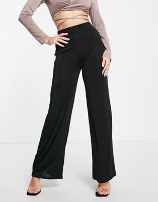 In The Style x Liberty slinky  wide leg trouser co ord in black