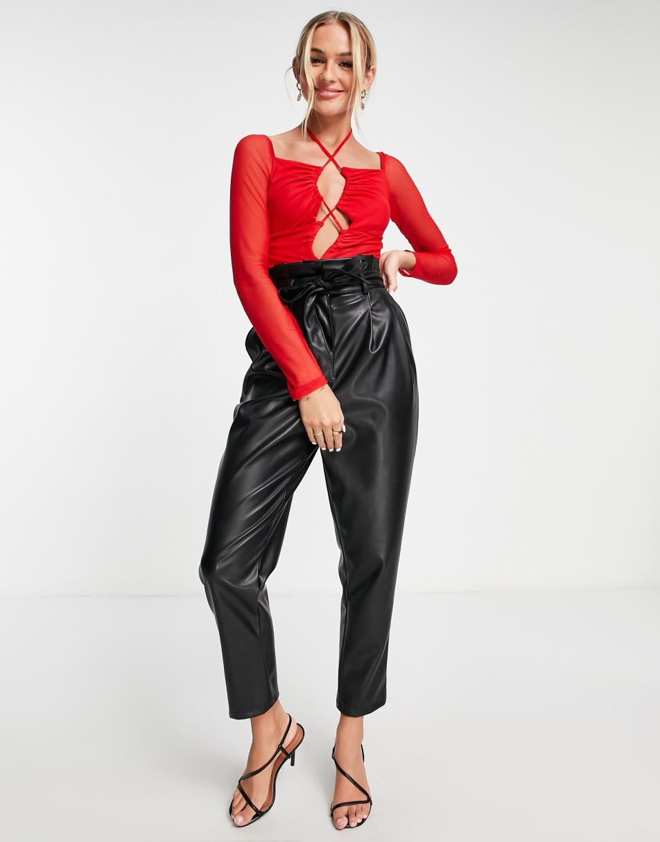 Miss Selfridge cut out bodysuit in red