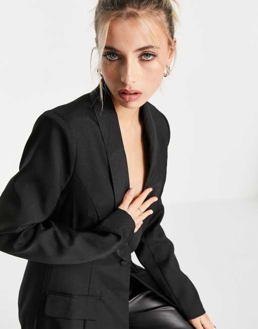 In The Style x Lorna Luxe - Blazer ajusté coupe longue - Noir, 3 de 4