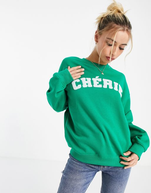 In The Style x Lorna Luxe exclusive motif sweatshirt in emerald green