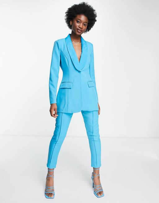 In The Style x Lorna Luxe fitted blazer in blue - part of a set-Blues