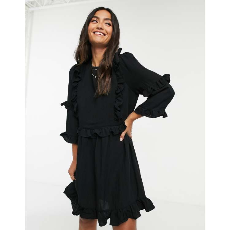 Black frill skater clearance dress