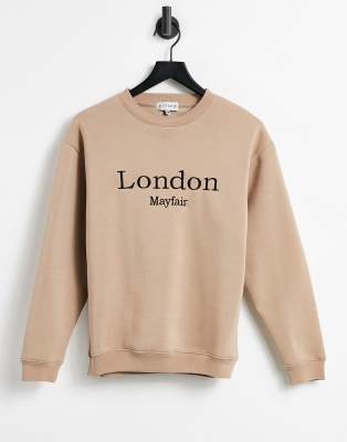 In The Style x Lorna Luxe London oversized sweatshirt top in camel-Green