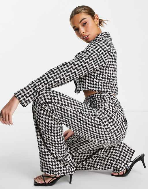 In The Style x Lorna Luxe - Pantalon large habillé à motif pied-de-poule - Multicolore