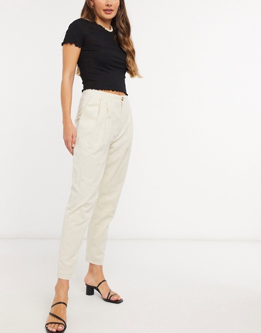 In The Style x Lorna Luxe pleated volume trouser in cream