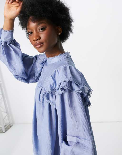 Ruffle sleeve shop smock dress