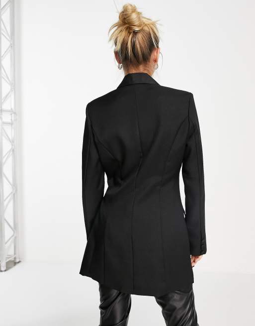 In The Style x Lorna Luxe – Svart figursydd kavaj i lång modell, 2 av 4